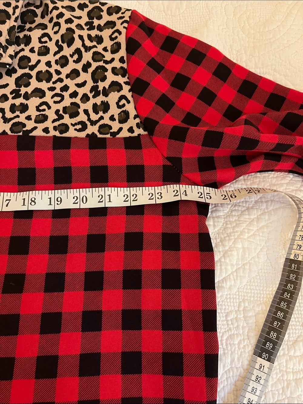 Women’s Red Buffalo Plaid Pullover with Leopard Trim L, NWOT - Picture 8 of 10